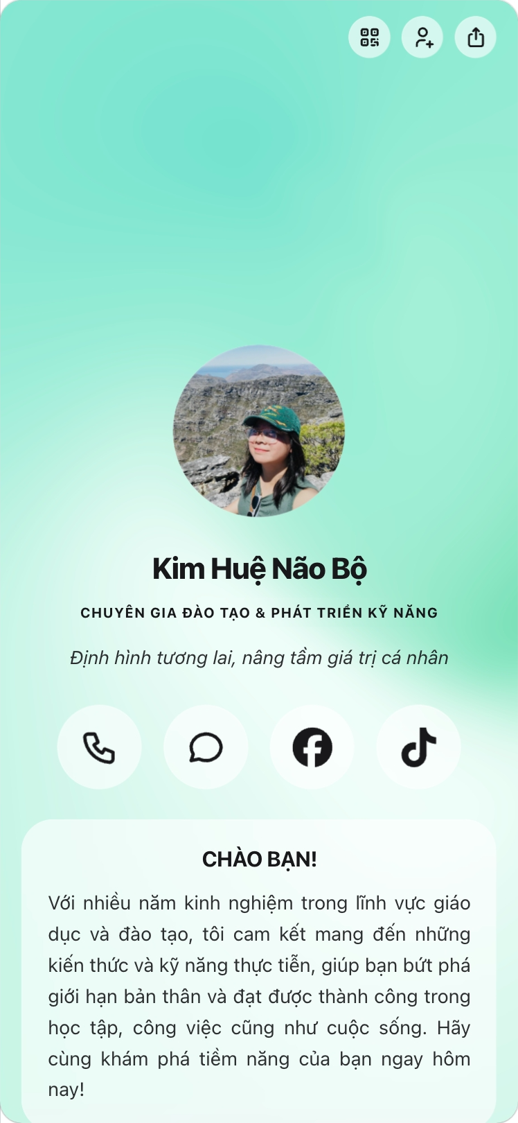 Trang bio của Huệ Kim